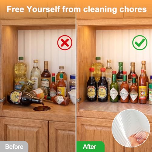 Shelf Liners for Kitchen Cabinets Drawer Non Adhesive Non-Slip Liner 35 Inches x 20 FT Waterproof & Oil-Proof Durable Material Fridge Liner for Shelves - size: 35"W x 240"L