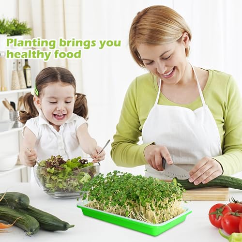 10 Pack Seed Sprouter Tray with Drain Holes - BPA Free Seed Garden Plant Germination Propagation Trays, Soil-Free Wheatgrass Tray Sprouter Microgreens Growing Kit with Germinating Paper