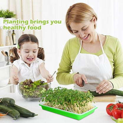 10 Pack Seed Sprouter Tray with Drain Holes - BPA Free Seed Garden Plant Germination Propagation Trays, Soil-Free Wheatgrass Tray Sprouter Microgreens Growing Kit with Germinating Paper