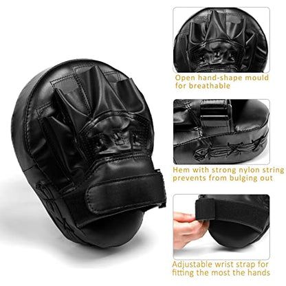 Valleycomfy Boxing Pads Curved Focus Punching Mitts for Men Women - color: Black