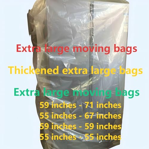 Extra Large Storage Bags, Clear Plastic, Thickened Dust-Proof, 59x71 Inch, for Furniture, Luggage, Industrial Equipment, Commercial Use, 5 Count,Extra large moving bags,150cm x 180 cm