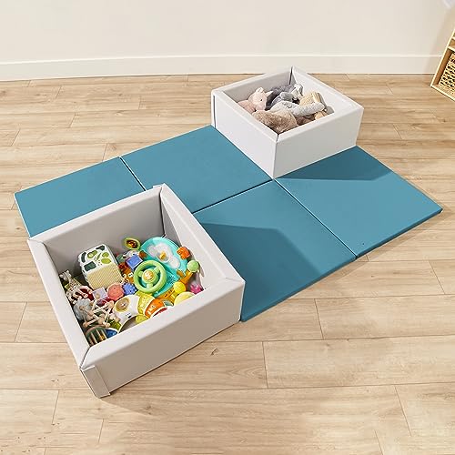 ECR4Kids SoftZone Play Patch Activity Mat Squares, Modular Playmat, Turquoise, 4-Pack - color: Turquoise