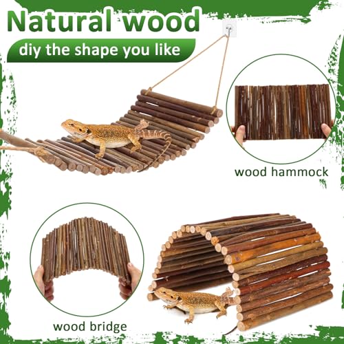 Bearded Dragon Tank Accessories Reptile Bridge Hammock Plants Jungle Climber Vines Terrarium Branch Plants Habitat Decoration for Hiding Climbing Snake Gecko Lizard Chameleon