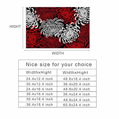 T&H XHome Aquarium Décor Backgrounds Red Black White Abstract Floral Pattern Fish Tank Background Aquarium Sticker Wallpaper Decoration Picture PVC Adhesive Poster 48.8" W x 20.4" H