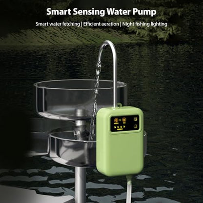 Portable Oxygen Pump, Smart Sensor Water Aerator with 2500mAh Battery, Fishing Pump for Aeration, Water Transfer Night Lighting for Buckets Aquarium Camping Trips