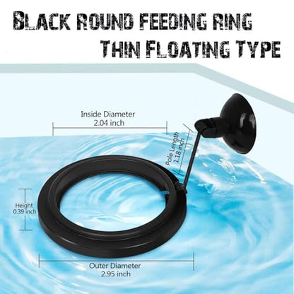 Fish Feeding Ring, Fish Safe Floating Food Feeder Circle Blue, with Suction Cup Aquarium, Square and Round Shape Fish Tank Towels - for Guppy, Betta, Goldfish, Etc (1 Circle)