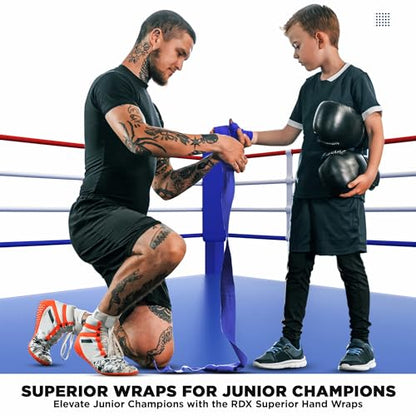 RDX Boxing Wraps Kids 2.5M Inner Gloves, Elasticated Thumb Loop Bandages, Junior Under Mitts Hand Fist Protector Wrist Support Straps, Muay Thai MMA Kickboxing Martial Arts Speed Bag Punching Training - color: CAMO GREY