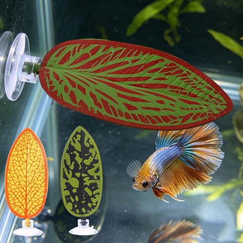 Fish Hammock,Artificial Leaf Shaped Bed Cave with Suction Cup | Betta Hammock for Aquarium | for Fish Tank Shrimp Freshwater Home Office Vacation