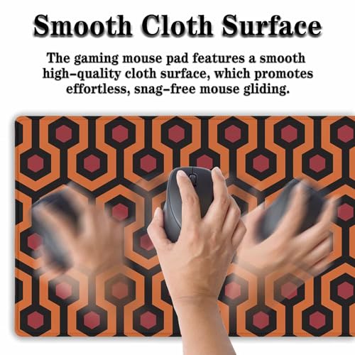Office Desk Mat Red Yellow Big Mouse Pad Gaming Desk Pad Full Desk Mat Non-Slip Rubber Base Waterproof with Stitched Edges 35.4" X 15.7" for Game Office, The Shining Carpet Style - color: The Shining Carpet Style