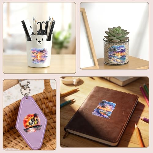 84 PCS UV DTF Stickers, Summer Tropical Beach Mini Rub on Transfer for Keychains and Libbey Glass, Permanent DIY Decals for Candles, Notebooks and Flower Pots