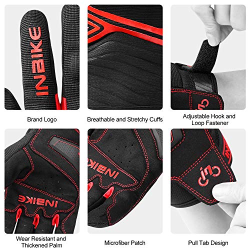 INBIKE Motorcycle Gloves Breathable Mesh Touchscreen Hard Knuckles - color: Red, size: Large