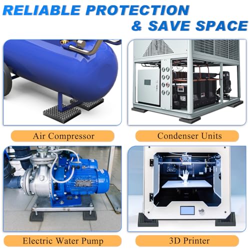 Machine Anti Vibration Mats Heavy Duty - 6 x 6 x 0.8 Inches 4 Pcs Non Slip Noise Reduction Anti Vibration Mats, Thick Steel Embedded Rubber Pad for Air Compressor, Swamp Cooler, Generator, HVAC - size: 6''x 6'', 4 Pcs