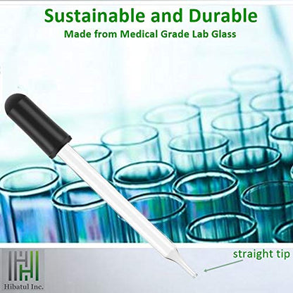 4 Inch Straight Tip Glass Dropper (1ml), with Black Suction Bulb, Medicine Eye Droppers for Essential Oils, Science Laboratory Medicine Art Liquid Plant Nutrients (6 Pack)