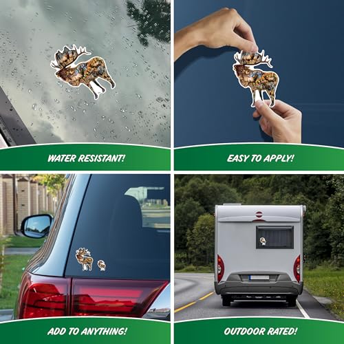 Decalcomania Hunting Elk Deer Collage Decal - Truck Window Stickers - White Hunting Decal Stickers Made in USA - color: Elk Collage