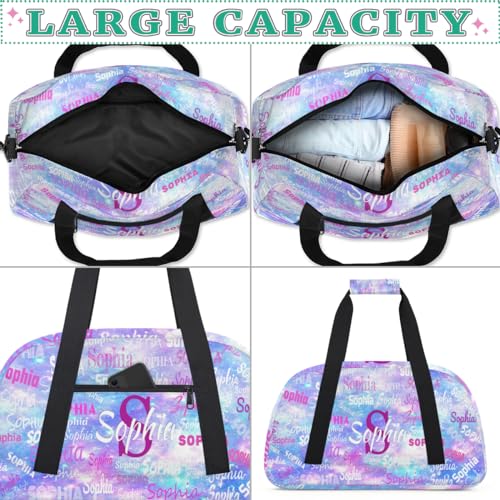 Custom Gym Dance Bag with Name, Watercolor Purple Blue Galaxy Universe - color: Color 24