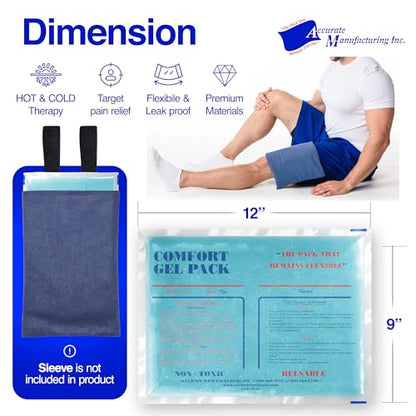 Flexible Reusable Gel Packs for Neck, Wrist, Arm, Back and Shoulder Pain Relief - Versatile Hot or Cold Gel Packs for Injuries, Sore Muscles or Toothache Pain Relief, Blue, 9" x 12", 1 Pack - size: 9"x12"- 1 Pack