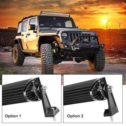 Side Brackets, AKD Part Light Bar Mounting Brackets Kit Universal Side Mount Offroad Truck LED Bar Mounts 2 Pack - color: Black Normal