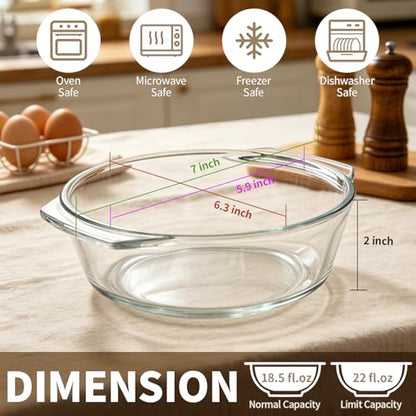 Small Casserole Dishes 2 Pack Soup Bowls, Glass Round Baking Dish Individual Portion Baking Pan for Oven Air Fryer Egg Microwave Rice, Clear Prep Bowls with Handle Microwavable Bowls - size: Small-Round