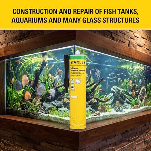 Stanley Waterproof Aquarium Silicone - 12x10.1 Fl. Oz. Clear, Waterproof Bond to Glass, Non-Toxic Aquarium Sealer for Freshwater & Saltwater Aquarium | 12 Pack.
