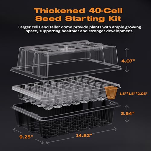80-Cell Self-Watering Seed Starter Tray with Grow Light, Seed Starter Kit with 4.07” Humidity Dome, Indoor Seedling Starter Tray, Seed Starting Trays for Plant Germination, Seeds Growing