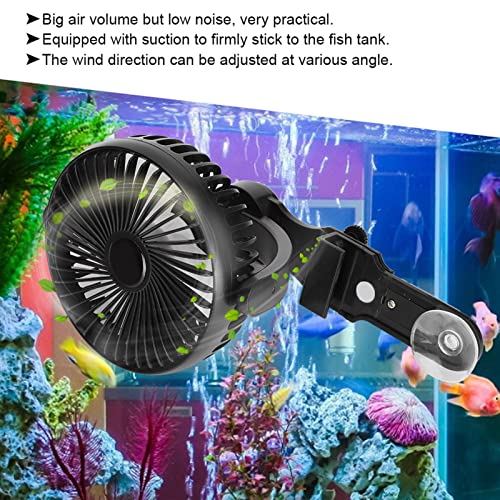 Aquarium Chiller, Adjustable Wind Direction Aquarium Fan Fish Tank Aquarium Cooling Fan with USB Cable for Fish Tanks and Aquatic Environments(13cm Diameter)