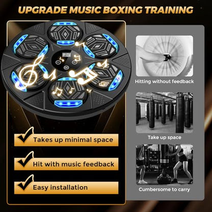 Music Boxing Machine, Wall Mounted Bluetooth Punching Pad with Gloves - color: Dark black