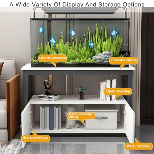 Aquarium Stand, Fish Tank with Tools Organizer, 3 Tier Breeder with Storage Cabinet, Heavy Duty Metal Frame for Long(White,100x30x70cm/39x12x27.5")