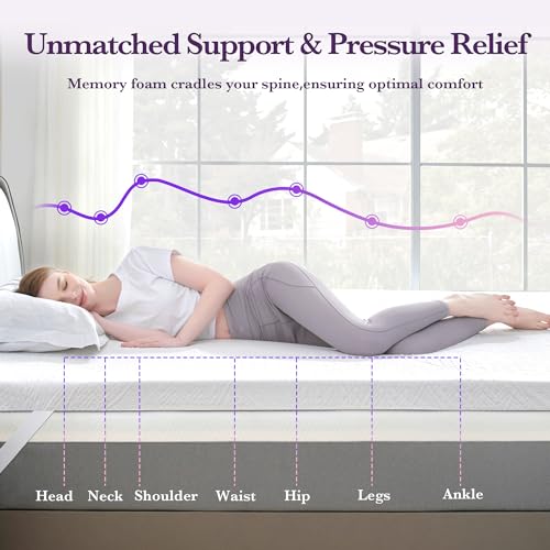 SINWEEK 3 Inch Gel Memory Foam Mattress Topper with Cooling Cover Ventilated Soft Mattress Pad, Bed Topper, CertiPUR-US Certified, Twin Size