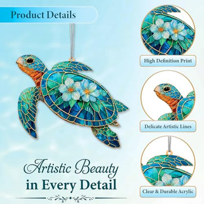 Sea Turtle Gifts for Women, Inspirational Turtle Suncatcher Window Hanging, Healing Gift, Sun Catcher for Windows - color: Sea Turtle Gifts
