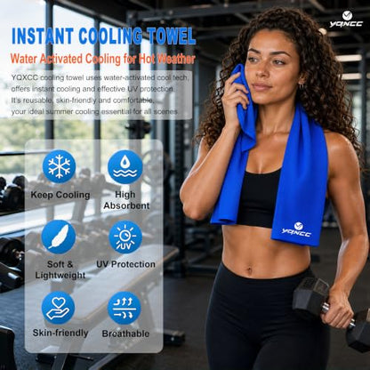 YQXCC 4 Pack Cooling Towels, 40"x12", Ice Cool Towels for Neck & Face | Soft Breathable Microfiber, Instant Cooling Neck Wraps for Yoga, Golf, Gym, Running, Hiking, Camping & Hot Weather Activities - color: 2 Dark Blue, 2 Green