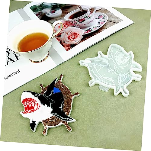 SEWACC Shark Shape DIY Coaster Mold Silicone Cup Mat Making Mold for Custom Resin Crafting and Easy to Use and for Unique Home Decor