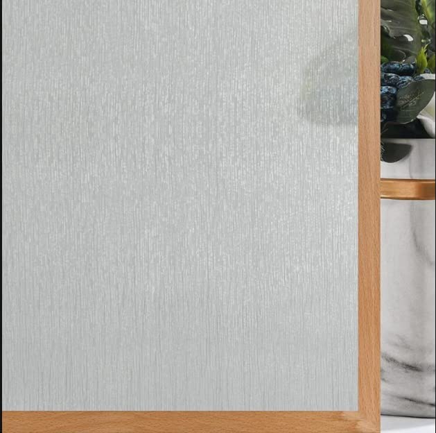Danodoi 17.7'' x 157'' Window Privacy Film Brushed Pattern Frosted Glass Window Film Opaque Window Stickers Self Static Cling Decorative Window Cling Bathroom Door Covering Heat Blocker