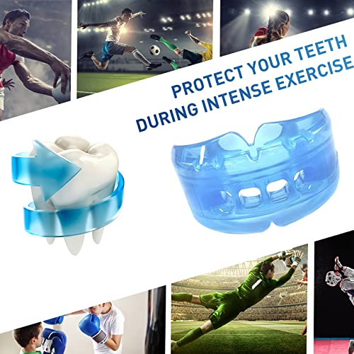 3 Pack Kids Youth Mouth Guard Football Sports Braces Mouthguards for Mouthpiece Boys Teeth for MMA Boxing Rugby Kickboxing Taekwondo Softball Lacrosse to Braces EVA Transparent Blue - color: Blue