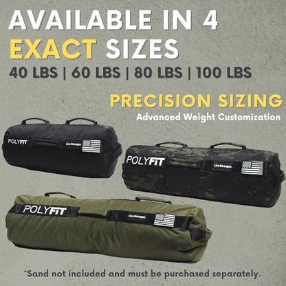 Polyfit Workout Sandbag Pro - Exact Sizing with Triple Closure Filler Bag - color: GREEN, size: 40 LB