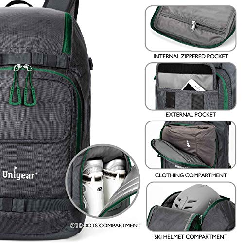Unigear Ski Boot Bag Backpack 50L/70L for Helmet, Goggles, Skis & Snowboard - color: Gray, size: 50L