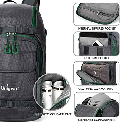 Unigear Ski Boot Bag Backpack 50L/70L for Helmet, Goggles, Skis & Snowboard - color: Gray, size: 50L