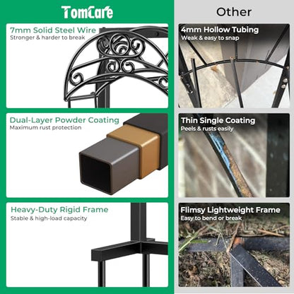 TomCare Garden Hose Holder Upgraded Water Hose Holder Heavy Duty 4 Spikes Hose Hanger Holds 160 Feet Hoses Stable Freestanding Hose Storage Organizer for Outside Yard - color: Deep Black