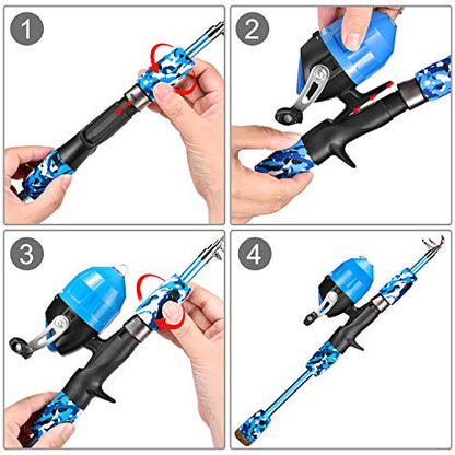 ODDSPRO Kids Fishing Pole Pink, Portable Telescopic Fishing Rod and Reel Combo Kit - with Spincast Fishing Reel Tackle Box for Girls, Youth