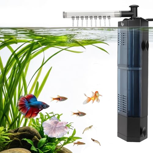 AQQA Internal Aquarium Filter - Submersible 40-100 Gallons Fish Tank Filters, Adjustable Wave Maker, Bottom Inlet Whisper Pump and Underwater Automatic Power Water Filter System for Freshwater (L) - size: L for 40-100 Gallon