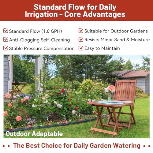 50 PCS 1 GPH Pressure Compensating Drip Irrigation Spot Watering Dripper, Standard Flow Drip Irrigation Emitters Heads for Vegetables Flowers Irrigation Drippers Parts for Outdoor Garden Beds Balcony - size: 1 GPH 50PCS
