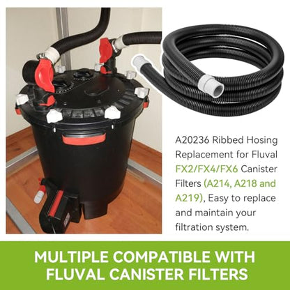 A20236 Ribbed Hosing Replacement for Fluval FX2/FX4/FX6 Canister Filters (A214, A218 and A219), Aquarium Filter Replacement Part, 13.25FT, Easy to Replace