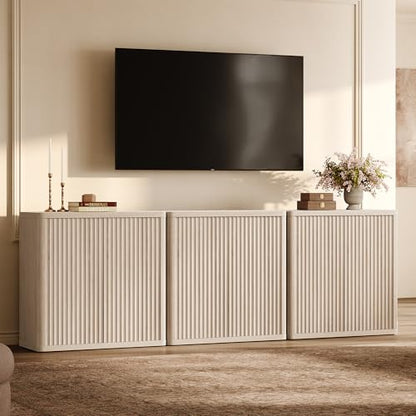 SICOTAS Buffet Cabinet with Storage 69.2" Sideboard Accent Modern Credenza with Doors & Shelves Fluted Tall Media Console Mid Century Coffee Bar Table for Living Room Kitchen Dining Room Hallway