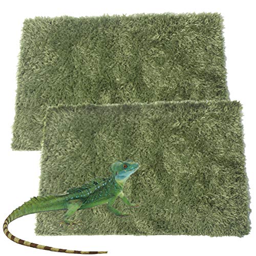 2 PCS Reptile Carpet Mat Terrarium Bedding Substrate Liner Mat Imitation Rainforest Crawler Mats for Snakes Bearded Dragon Gecko Chameleon Turtles Iguana（23.62 X 15.74 in）