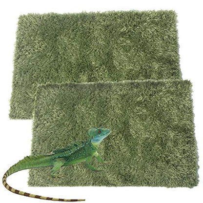 2 PCS Reptile Carpet Mat Terrarium Bedding Substrate Liner Mat Imitation Rainforest Crawler Mats for Snakes Bearded Dragon Gecko Chameleon Turtles Iguana（23.62 X 15.74 in）