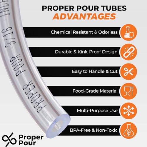 Clear Vinyl Plastic Tubing - Food-Grade & Flexible PVC Tube for Beer Line, Kegerator Accessories, Wine, Aquarium & Water Hose, Fuel Line, Drip Irrigation & More, 5/16" ID 7/16" OD, 10 Ft - size: 5/16" ID x 7/16" OD, style: 10 feet