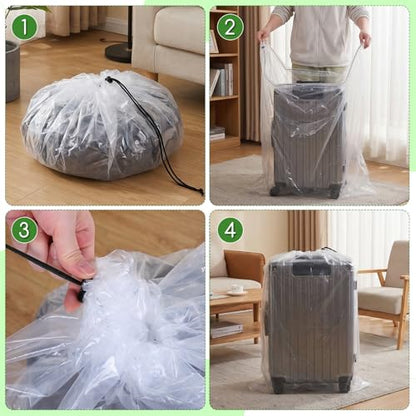 6 Pcs 59x47 In Extra Large Clear Drawstring Plastic Bags, 4 Mils Dustproof Moistureproof Reusable Big Giant Luggage Storage Bag for Suitcase, Furniture, Garage Organizer, Blanket, Plush Toys