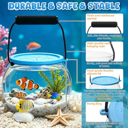 Beach Aquarium Kit Clear Portable Plastic Fish Tank Catch and Release Design Transport Container for Kids Beach Must Haves Crab Catching Kit Small
