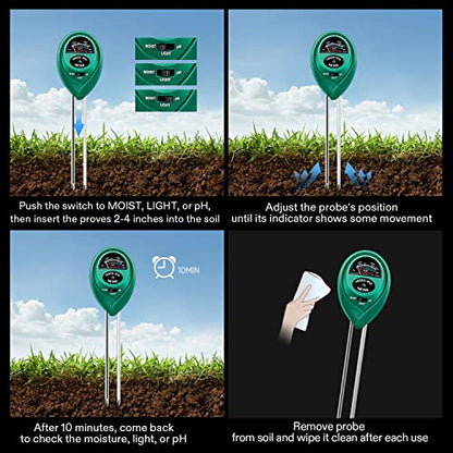 VIVOSUN Digital Heat Mat Thermostat Temperature Controller, and Soil Tester, 3-in-1 Plant Moisture Meter Light and PH Tester for Home, Garden, Lawn, Farm, Indoor and Outdoor Use, Promote Plants Health