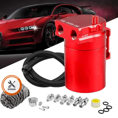 RULLINE Universal 350ml Oil Catch Can Tank 0046 Aluminum Polish Baffled Reservoir Red - color: Red, size: Basic version