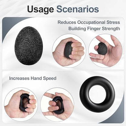 Grip Strength Trainer Kits (5 Pack), Forearm Strengthener with Adjustable Resistance, Grip Strength Tester, Finger Strengthener, Hand Gripper Strengthener for Muscle Building Injury Recover